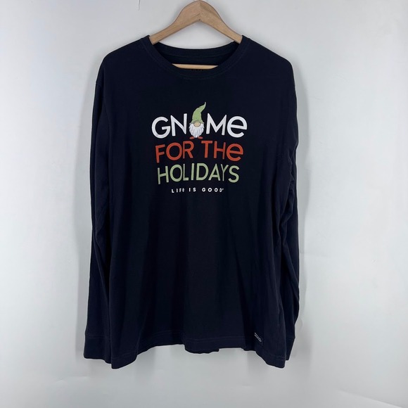 Life Is Good Other - Life is Good Mens Gnome For The Holidays Crusher Tee Navy Blue Long Sleeve L